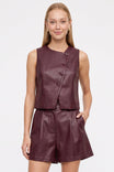 Asymmetrical Vegan Leather Cropped Vest