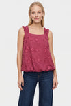 Sleeveless Ruffle 3d Embroidered Bubble Hem Top