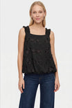 Sleeveless Ruffle 3d Embroidered Bubble Hem Top
