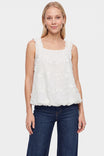 Sleeveless Ruffle 3d Embroidered Bubble Hem Top