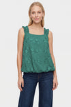 Sleeveless Ruffle 3d Embroidered Bubble Hem Top