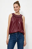 Blanket Stitch Vegan Leather Bubble Top