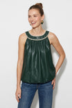 Blanket Stitch Vegan Leather Bubble Top