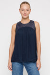 Vegan Leather Yoke Satin Tank