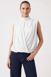 Wrapover Bubble Hem Sleeveless Blouse