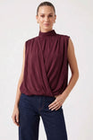 Wrapover Bubble Hem Sleeveless Blouse