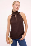 Smocked Metallic Trim Halter Top