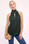 Smocked Metallic Trim Halter Top