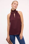Smocked Metallic Trim Halter Top