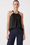 Gold Trim Gathered Halter Top