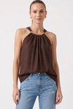 Gold Trim Gathered Halter Top
