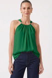 Gold Trim Gathered Halter Top
