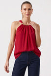 Gold Trim Gathered Halter Top