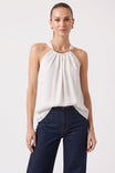 Gold Trim Gathered Halter Top