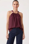 Gold Trim Gathered Halter Top