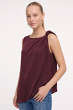 Asymmetrical Knot Shoulder Sleeveless Top