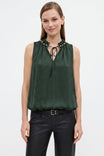 Beaded Tie Neck Bubble Hem Top