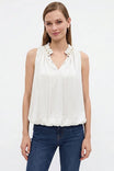 Beaded Tie Neck Bubble Hem Top