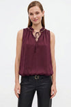 Beaded Tie Neck Bubble Hem Top