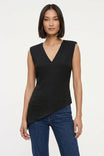 Asymmetrical Padded Shoulder Sleeveless Top