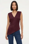 Asymmetrical Padded Shoulder Sleeveless Top