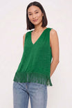 Fringe Hem V-neck Sleeveless Top