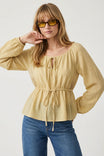 Long Sleeve Tie Front Blouse