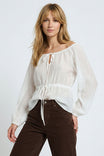 Long Sleeve Tie Front Blouse
