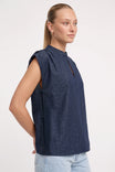 Side Button Cap Sleeve Blouse
