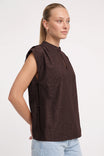 Side Button Cap Sleeve Blouse