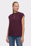 Side Button Cap Sleeve Blouse