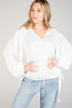 Long Sleeve Blouse With Drawstring On Hem