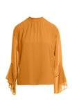 Trumpet Sleeve Blouse With Front Neck Tie