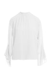 Trumpet Sleeve Blouse With Front Neck Tie