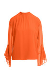 Trumpet Sleeve Blouse With Front Neck Tie