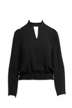 Regular Shoulder Long Sleeve Blouse With Neck Band