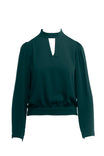 Regular Shoulder Long Sleeve Blouse With Neck Band