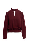 Regular Shoulder Long Sleeve Blouse With Neck Band
