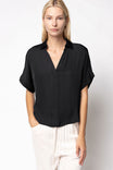 Highlow Collar Satin Blouse