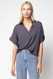 Highlow Collar Satin Blouse