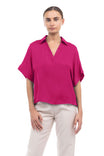 Highlow Collar Satin Blouse