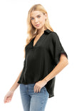 Highlow Collar Satin Blouse