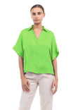 Highlow Collar Satin Blouse