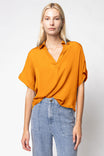 Highlow Collar Satin Blouse