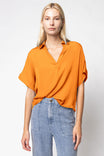 Highlow Collar Satin Blouse