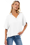 Highlow Collar Satin Blouse