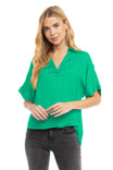 Highlow Collar Satin Blouse