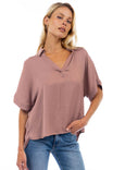 Highlow Collar Satin Blouse