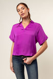 Highlow Collar Satin Blouse