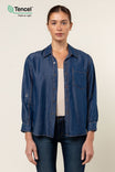 Button Up Tencel™ Blouse With Front Pocket